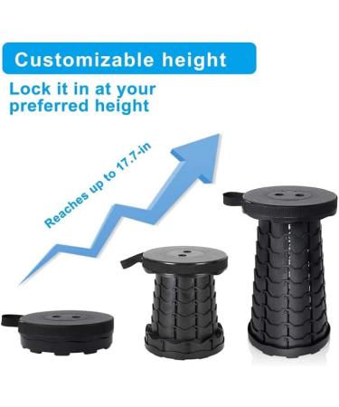 Telescoping Camping Stool | Collapsible & Adjustable | Portable Foldable Stool for Camping, Gym, Hiking | Max Load 400 LBs | Black - Buy Online on GoSupps.com