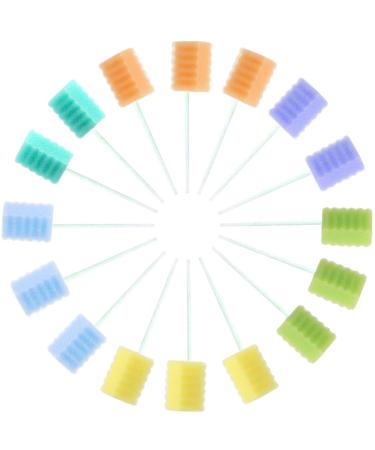 KEYWAYCARE Oral Swabs Disposable 360 Pcs Each Individually Wrapped Swabsticks Toothettes Mouth Swabs Sponge Dental Care Zigzag Wave Shaped 6 Color Multi-Color Soft Foam Oral Swabs