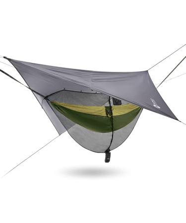 Easthills Outdoors Jungle Explorer Double Camping Hammock with Mosquito Net and Rainfly - 2 Person Portable Parachute Nylon Hammock (Khaki) - Buy Online on GoSupps.com