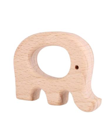 5Pcs Natural Beech Wood Baby Teether Rings - BPA-Free Cute Animal Shapes for Infants Teething (Elephant) - Buy Online on GoSupps.com