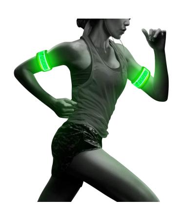 BSEEN 2 Pack LED Armbands for Running - Glow in The Dark Safety Running Gear LED Bracelet Sports Wristbands Citron Yellow