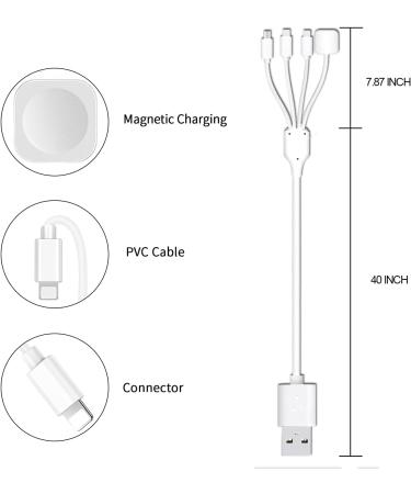 4 in 1 Watch Charger Multi USB Magnetic Charging Cable Portable Wireless Charger Cord Compatible with Apple Watch Series Se 6 5 4 3 2 1  iPhone  Galaxy  Pixel  Android  Watch  Pods (1.2M/4ft) - Buy Online on GoSupps.com