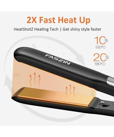 Faszin Ionic Titanium Hair Straightener: 20S Fast Heat Up, Clear LCD Display, 2-in-1 Styling Tool for Smooth & Shiny Results - Black - Buy Online on GoSupps.com