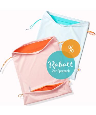 Foxy Baby Self-Draining Diaper Bag | XL Wet Bag with Leak Protection | Economy Pack in Apple Blue & Sea Green/Orange - Perfect for International Shipping - Buy Online on GoSupps.com