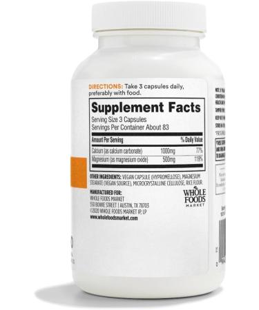 365 by Whole Foods Market Calcium 1000mg Magnesium 500mg Easy Swallow 250 Veg Capsules - Buy Online on GoSupps.com
