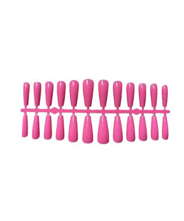 dijiusidy 1 Set French Tip Press on Nails Coffin Design Glittery Solid Colors Adhesive Tabs Gifts Decorations for Women Girls bright pink