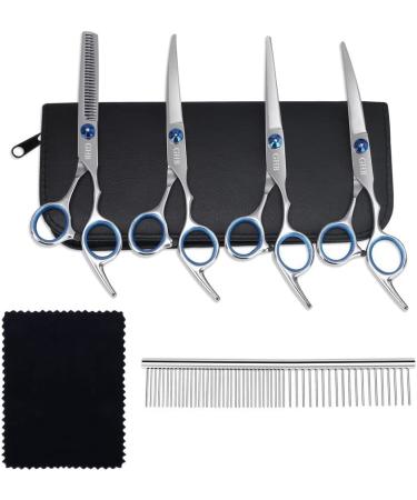GHB Dog Hair Scissors Dog Scissors with Thinning Scissors for Coat Care 5 Pack for All Dogs Cats Cutting and Grooming