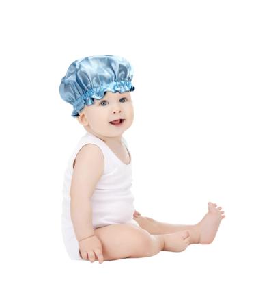 Healeved Infant Hair Ties Hats for Kids Satin Hair Tie Dreadlock Cap Bathing Cap Satin Elastic for Kids Sleepig for Kids Elastic Cap Swimming Cap Shower Cap Baby Hair Hat Household 22x17cm Wathet