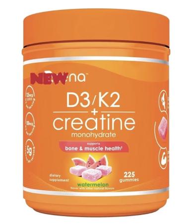 New Creatine D3/K2 Monohydrate Gummies Watermelon Flavor 225 Count Supports Bone & Muscle Health with AstraGin