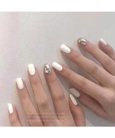 24Pcs/Set Press On Nails White Silver Diamond Short Style False Nails Acrylic Fake Nails Full Cover Nails Tips Artificial Finger Manicure Press on nails for Women and Girls - Buy Online on GoSupps.com