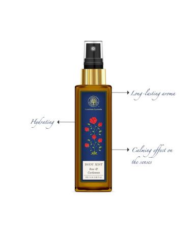 Forest Essentials Rose and Cardamom Body Mist 100ml - Luxury Fragrance for All Skin Types | International Shipping - Buy Online on GoSupps.com