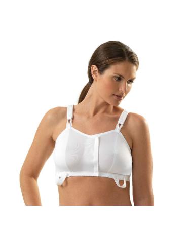 MediChoice Premium Wireless Surgical Bra Adjustable Strap Front Closure Post Surgery Mastectomy Compression Everyday Support Bra X-Large 40 Inch - 42 Inch White Extra Large White