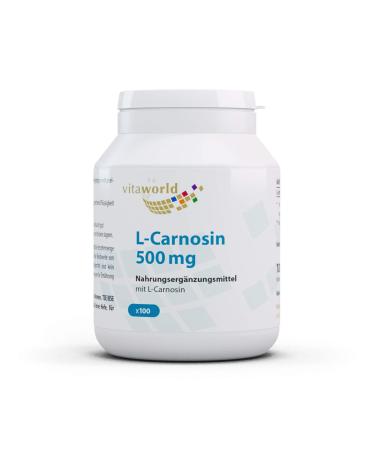 Vita World Pack of 3 L-Carnosine 500mg 3 x 100 Vegetable Capsules Pharmacy Production Made in Germany