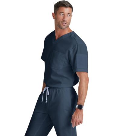BARCO Grey's Anatomy Scrubs Evan Lapover V-Neck Men's Scrub Top, Big Steel - 3X-Large - Buy Online on GoSupps.com