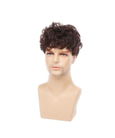 Swiking Men Brown Afro Wig - Short Fluffy Curly Synthetic Hair for Halloween Party Cosplay - Buy Online on GoSupps.com