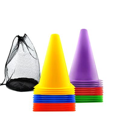 YearnFor Plastic Traffic Cones,Agility Training Cones for Football,Basketball,Sports,Soccer,Skating Drill,Indoor and Oudoor Activity Events Games Field Marker. Mixed 9 Inch