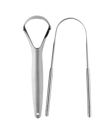 Stainless Steel Tongue Cleaner - Tongue Scraper for Adults Cures Bad Breath. Tongue Brush Fresh Breath in Seconds (2 Pack)