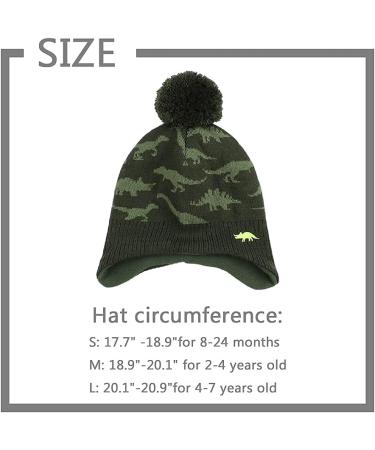 XIAOHAWANG Knitted Baby Hat - Winter Beanie with Fleece Lining and Pompom - Army Green - Ages 2-4 Years - Buy Online on GoSupps.com