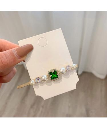 Inilbran Vintage Emerald Crystal Hair Clips Green Emerald Hair Pins Barrettes Gold Crystal Pearl Hairpin Barrette Shiny Cz Pearl Hair Pins Hairclip Decorative Bobby Pins Crystal Wedding Headpieces - Buy Online on GoSupps.com