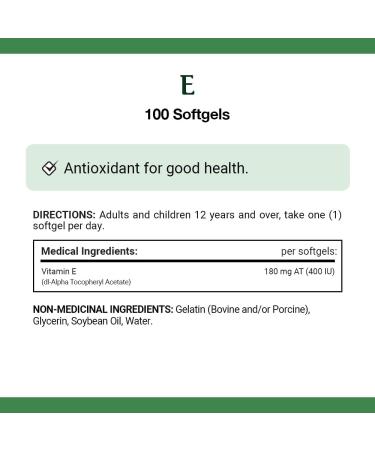 Nature's Bounty Vitamin E 400IU Pills and Supplement Helps Maintain Health 100 Softgels - Buy Online on GoSupps.com
