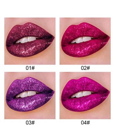 AKARY Glitter Metal Lip Gloss Set 4 Color Valentine s Day Shimmer Lipstick | Waterproof Long-Lasting Makeup Kit - Buy Online on GoSupps.com