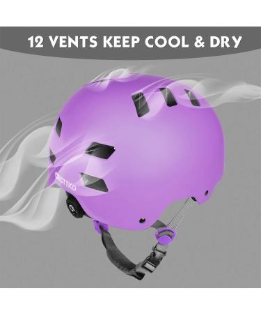 GROTTICO Toddler-Kids Bike Skate Helmet | Adjustable Multi-Sport Helmet for Boys and Girls | Scooter Skateboard Safety Helmet | Ages 2-14 | Matte Purple M (21.6-22.8inch/55-58cm) - Buy Online on GoSupps.com