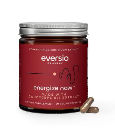 Eversio Wellness Energize Now Organic Cordyceps Mushroom Supplement - 8:1 Cordyceps Militaris Extract in 60 Vegan Capsules (500mg) - 25% Verified Beta-D-Glucans!