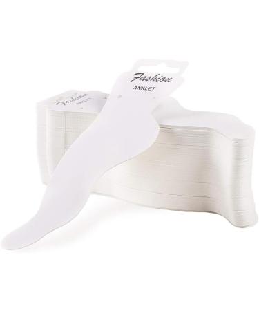 PandaHall Anklet Display Paper Card Set - 120pcs White Blank Cardboard Jewelry Holder - 6x2 Feet Shape Hanger Tags with 120pcs Clear Plastic Bags for Home Business Store - Buy Online on GoSupps.com