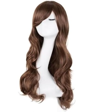 YEESHEDO 32 Long Wavy Curly Cosplay Wig with Bangs - Heat Resistant Synthetic Hair for Women/Girls - Dark Brown - Buy Online on GoSupps.com