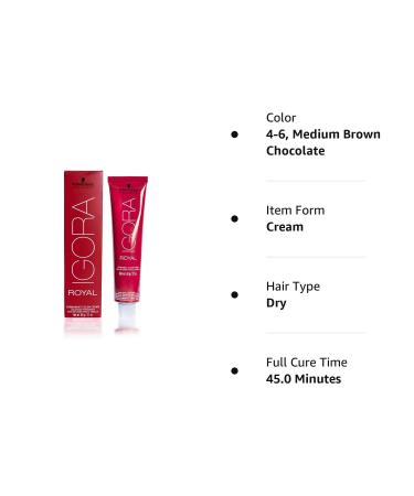Schwarzkopf Igora Royal Permanent Hair Color Creme - 4-6 Medium Brown Chocolate - 60g / 2.11oz - Buy Online on GoSupps.com