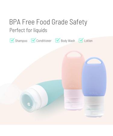 Veroyi Leak Proof Silicone Travel Bottles - Set of 3 Squeezable Travel Tubes with Keychain, Refillable Containers for Shampoo, Lotion, Soap - Buy Online on GoSupps.com