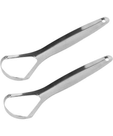Stainless Steel Tongue Scraper Cleaner - Ergonomic Oral Hygiene Tool Easy to Clean 2 Pieces Removes Coating - Buy Online on GoSupps.com