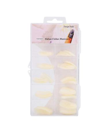 Wrong nail tips decaim 100 pieces of professional natural wrong nail art tips UV gel practice fake artificial nails (natural color)