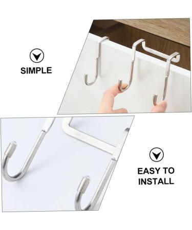 CIYODO 3pcs Clothes Hanging Cabinet Back of Door Hooks Purse Over Cupboard Stainless Steel Hanger 7.5X6.5CM Silver - Buy Online on GoSupps.com