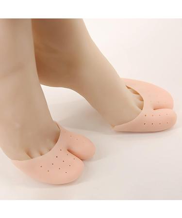 2 Pairs Silicone Toe Protectors for Women | Soft Breathable Toe Covers for Pointe Shoes | Reusable Toe Separator Sleeve for Yoga Ballet Dancers - Beige - Buy Online on GoSupps.com