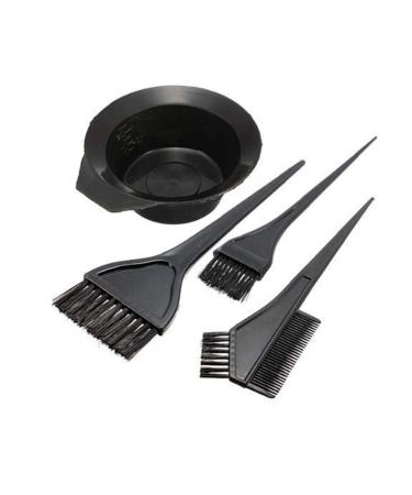4 Pcs Plastic Dyeing Bowl Comb Kit Professional Salon Hair Coloring Dyeing Brush Comb Bowl Tint Tool Black