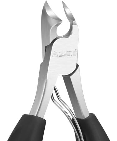 Professional Toe Nail Clippers for Thick Nails - Heavy Duty Toenail Scissors with Nail File & Hook - Sharp Curved Blades - Wide Jaw Opening - Soft Handles in Black & Silver - Buy Online on GoSupps.com