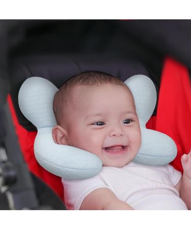 Blublu Park Baby Head Support Pillow - Soft Cotton Travel Pillow for Newborns in Blue | For Car Seats and Strollers - Buy Online on GoSupps.com