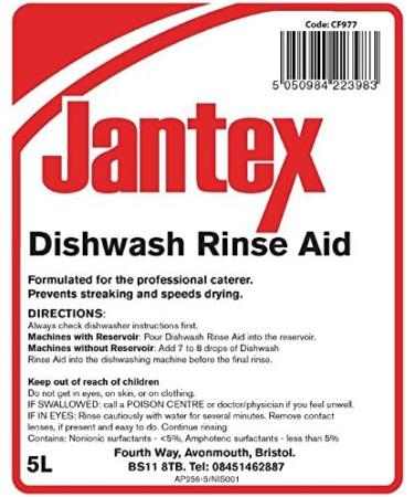 Jantex CF979 Jantex Glass Wash Rinse Aid 1 L x 5 L & CF977 Dishwasher Rinse Aid Concentrate 5Ltr + CF977 Dishwasher Rinse Aid Concentrate 5Ltr - Buy Online on GoSupps.com