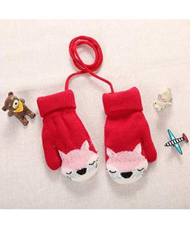 Baby Toddler Fox Knitted Magic Mittens with Furry Lining - Red, 1-3 Years - Buy Online on GoSupps.com