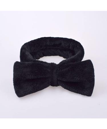 Makeup Headbands Bow Hair Bands for Women Spa Washing Face Hair Band Towel Wrap Coral Fleece Elastic Head Band for Shower Sports (Black) - Buy Online on GoSupps.com