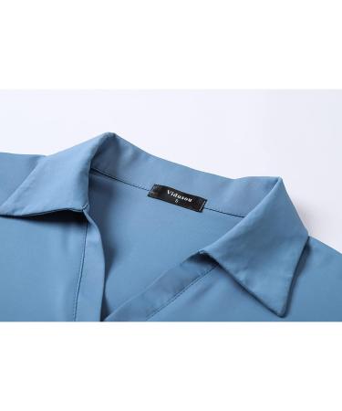 Vidusou Women's Short Sleeve Polo Shirt - X-Large Blue-5 - Buy Online on GoSupps.com
