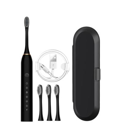 New generation toothbrush with toothbrush box sound toothbrushes 6 cleaning modes for dental care & protect with 4 premium brush heads gift man/woman (black)