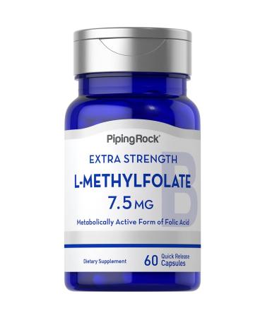 Piping Rock L-Methylfolate 7.5 mg | 60 Capsules | Extra Strength Supplement | Active Folic Acid | Non-GMO Gluten Free