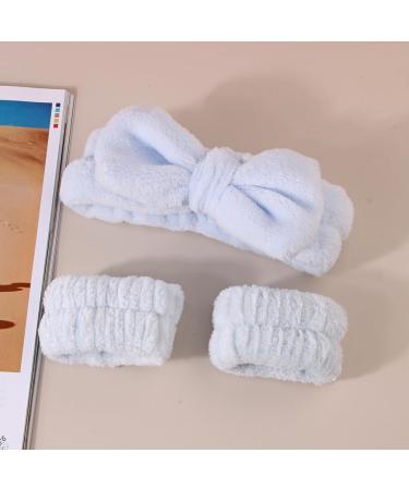 Limtula 1set Elastic Women Shower Hairband & Wristband Cute Bowknot Plush Face Wash Hairband Home Makeup Headband Wristband Pink 3piece set - Buy Online on GoSupps.com