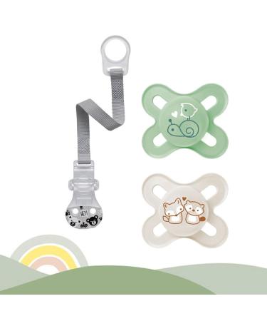 MAM Skin Soft Silicon Schnuller Start especially for early and newborns extra small // 0-2 Mo. Neutral // 2 Set // incl. Sterilisiertrasportboxe & nip pacifier band - Buy Online on GoSupps.com