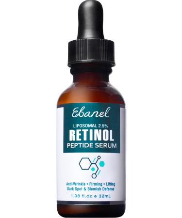 Ebanel Liposomal 2.5% Retinol Serum for Face with Hyaluronic Acid, Peptide, Vitamin C, Pore Minimizer Skin Tightening Anti Aging Serum Minimizes Wrinkles, Fine Lines, Dark Spots, Age Spots, Acne Scars 1.08 Fl Oz (Pack of 1)