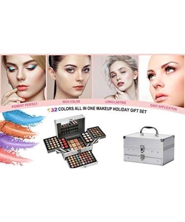MKNZOME Makeup case filled 132 colors all in one makeup set open case filled with makeup for beginners or professionals makeup set including eye shadow lip gloss - Buy Online on GoSupps.com