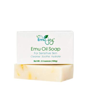Emu Oil Soap for Sensitive Skin - Gentle Cleanser for Dry Irritated Skin Due to Eczema Psoriasis Dermatitis Lichen Sclerosus TSW Red Skin Syndrome