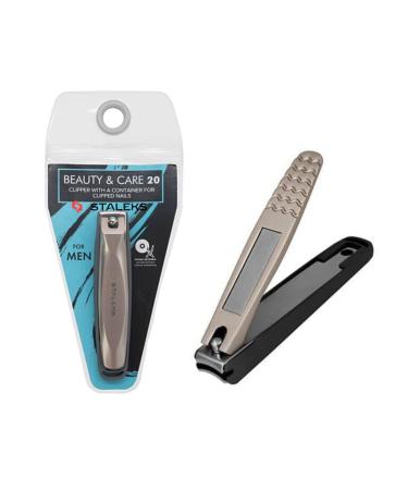 STALEKS PRO Beauty & Care 20 nail clippers for men with file and container for cut nails